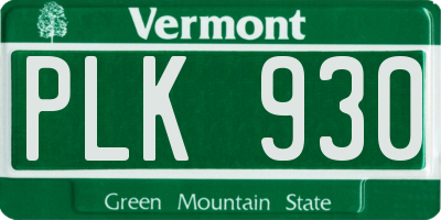 VT license plate PLK930