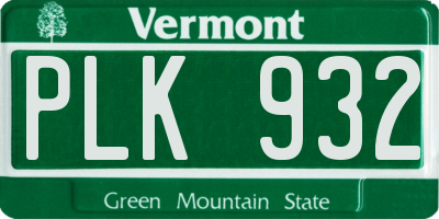 VT license plate PLK932