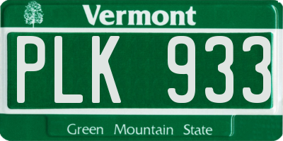VT license plate PLK933