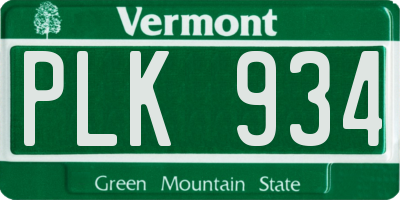 VT license plate PLK934