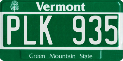 VT license plate PLK935