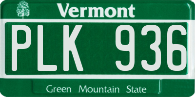 VT license plate PLK936