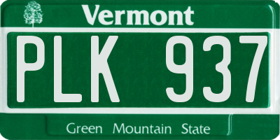VT license plate PLK937