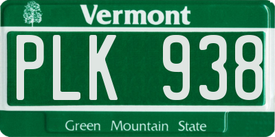 VT license plate PLK938