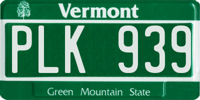 VT license plate PLK939