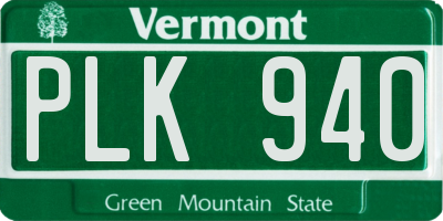 VT license plate PLK940