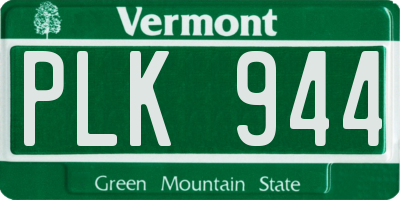 VT license plate PLK944