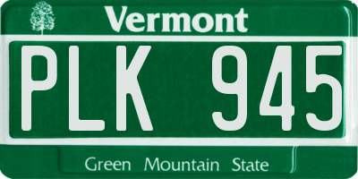 VT license plate PLK945
