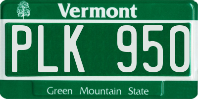VT license plate PLK950