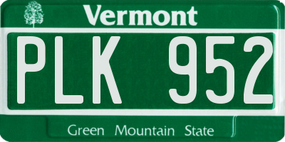 VT license plate PLK952