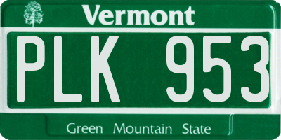 VT license plate PLK953