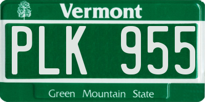VT license plate PLK955