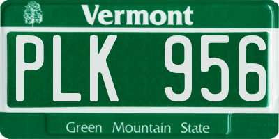VT license plate PLK956