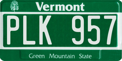 VT license plate PLK957