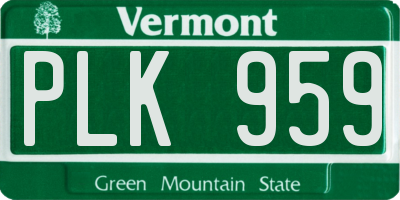 VT license plate PLK959
