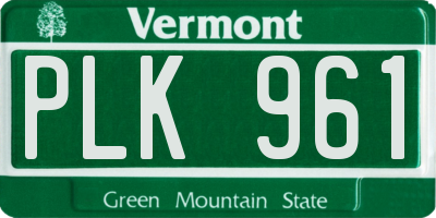 VT license plate PLK961