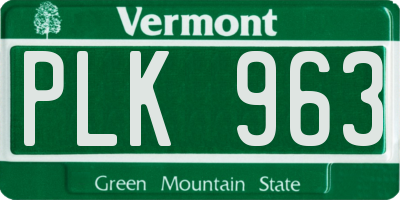 VT license plate PLK963