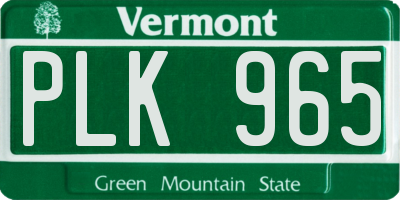 VT license plate PLK965