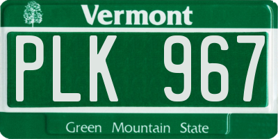 VT license plate PLK967