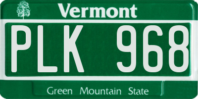 VT license plate PLK968