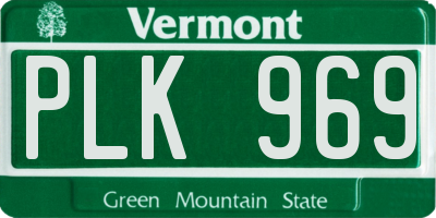 VT license plate PLK969