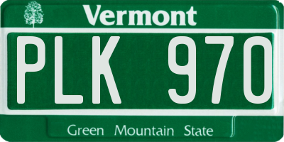 VT license plate PLK970