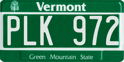 VT license plate PLK972