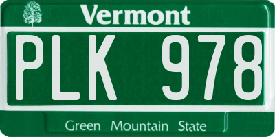 VT license plate PLK978