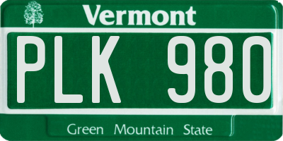 VT license plate PLK980