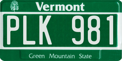 VT license plate PLK981