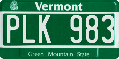 VT license plate PLK983
