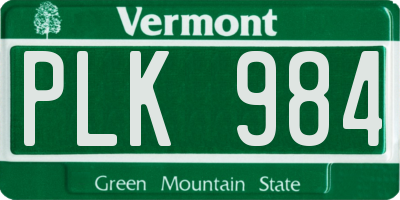 VT license plate PLK984