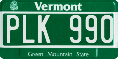 VT license plate PLK990