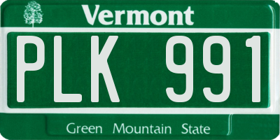 VT license plate PLK991
