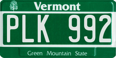 VT license plate PLK992