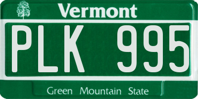 VT license plate PLK995