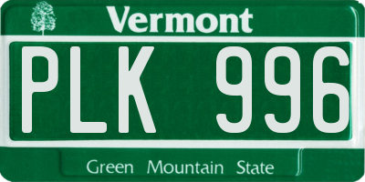 VT license plate PLK996
