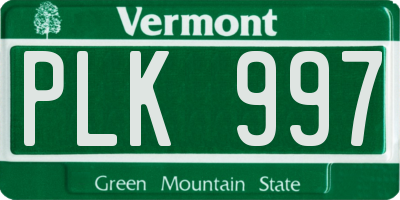 VT license plate PLK997