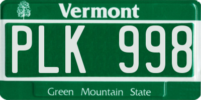 VT license plate PLK998