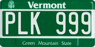 VT license plate PLK999
