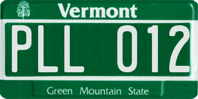 VT license plate PLL012