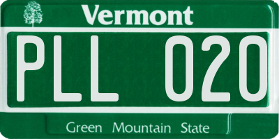 VT license plate PLL020
