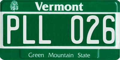VT license plate PLL026