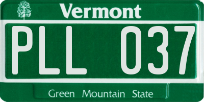 VT license plate PLL037