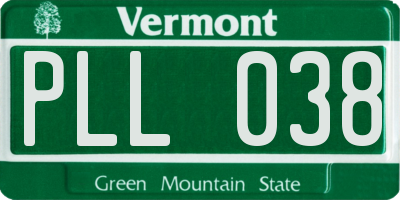 VT license plate PLL038