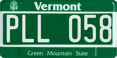 VT license plate PLL058
