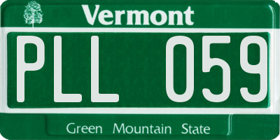 VT license plate PLL059