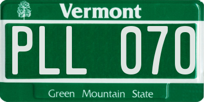 VT license plate PLL070