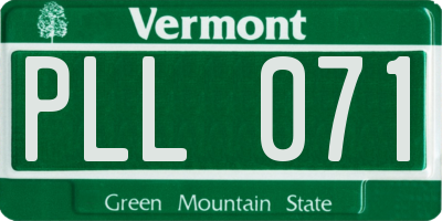 VT license plate PLL071