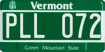 VT license plate PLL072